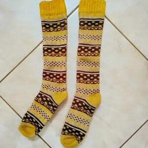 Yellow Patterned Knee-High Socks